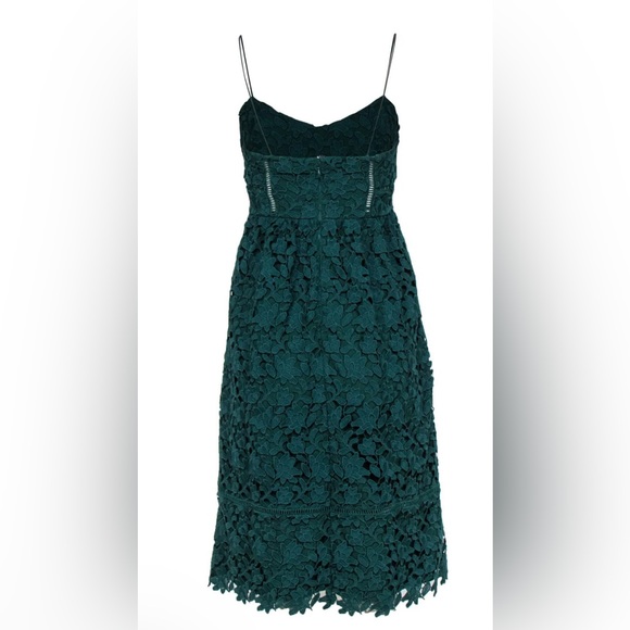 Like-New Club Monaco Emerald Green Tea Length Lace Dress Size 4 - Picture 2 of 8